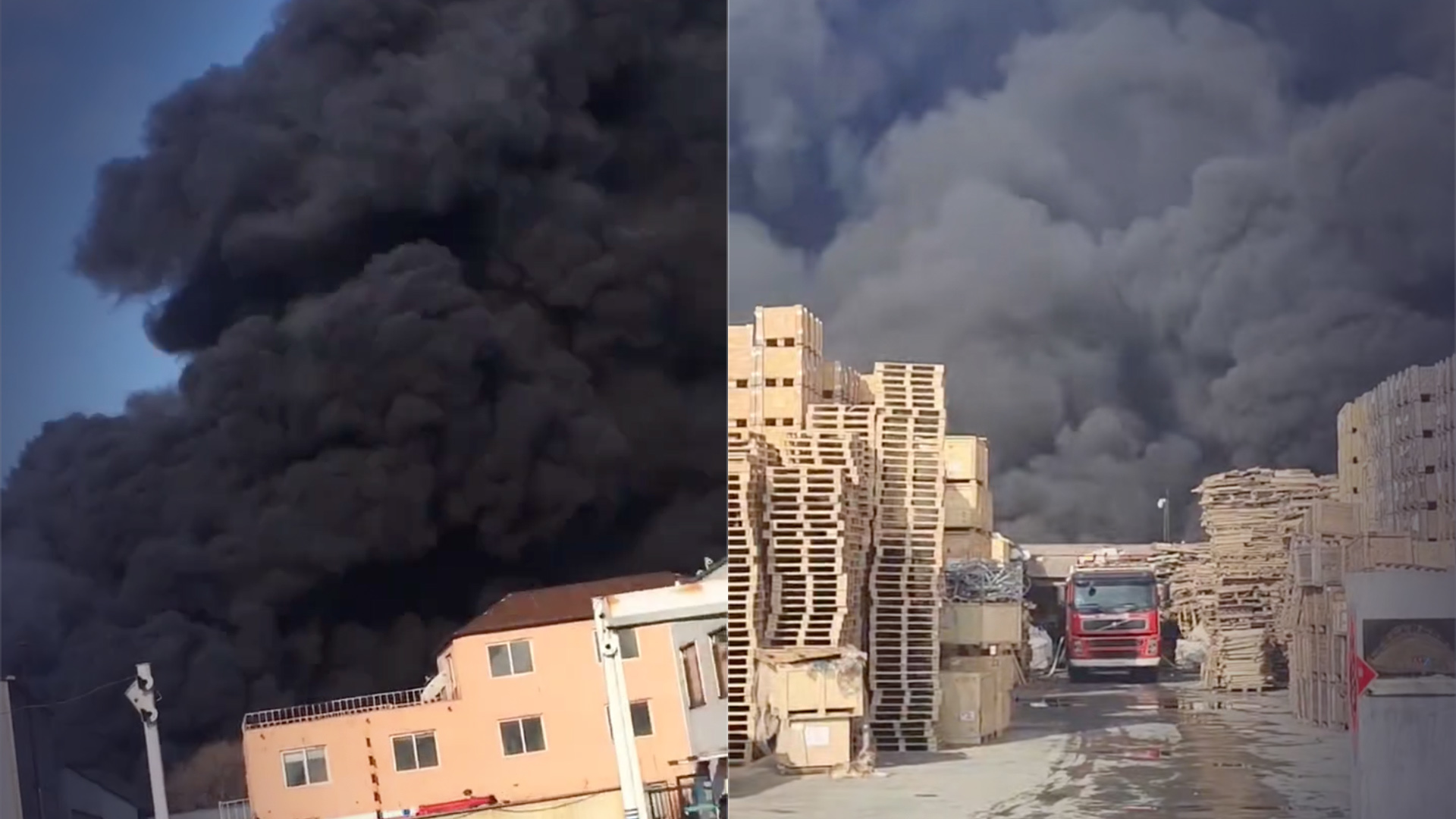 突发大连金州一模塑工业园突然起火空气中弥漫浓重胶皮味