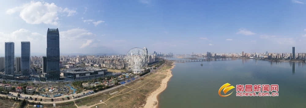 蓝天白云南昌一江两岸美如画图