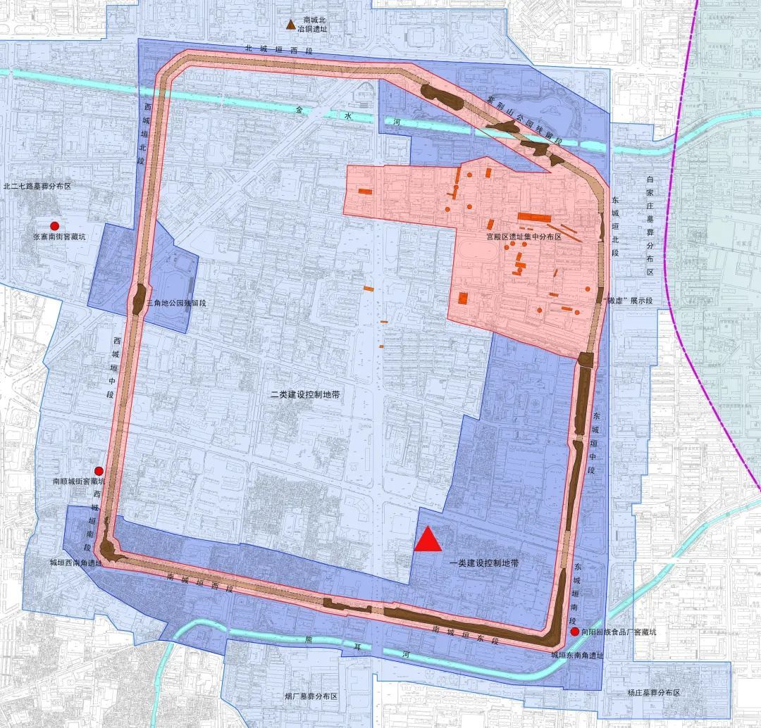 书院街墓地在郑州商都遗址位置示意图