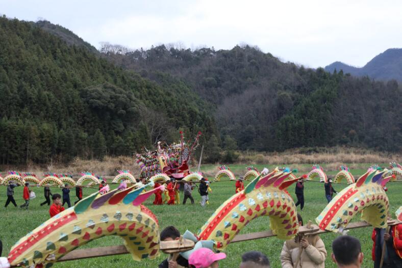 九江彭泽县百米板龙舞动乡村