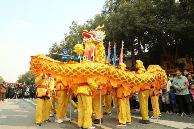 2月25日，南召县在县城举行民俗文化集中展演，这是传统民俗文化舞龙表演。