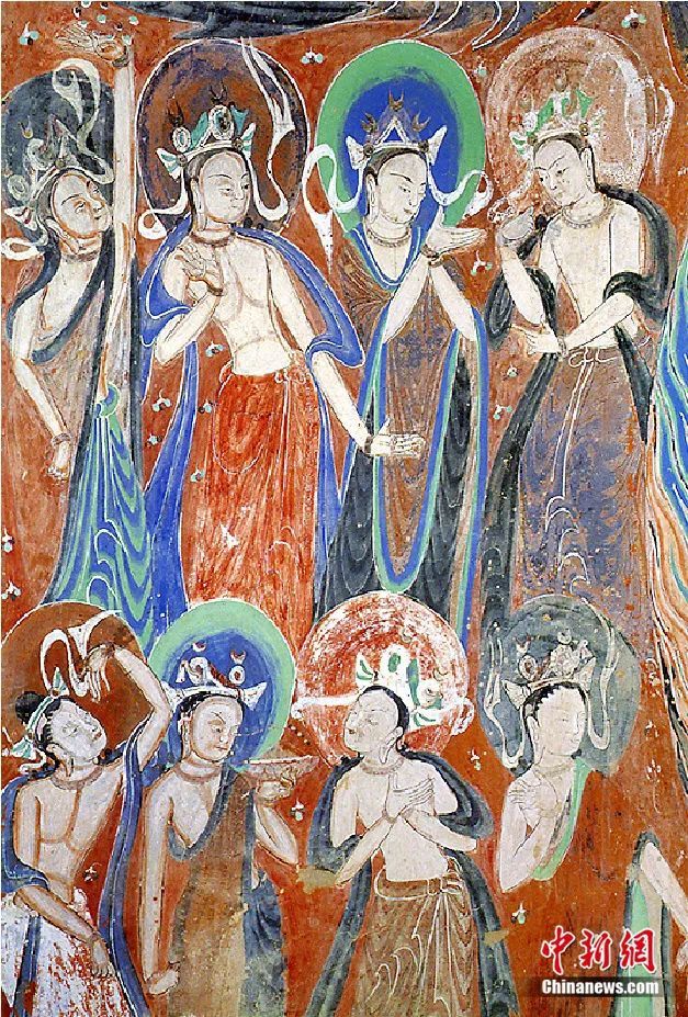 莫高窟第285窟西域式“龟兹装”人物造型　敦煌研究院供图