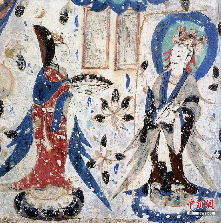 莫高窟第285窟“褒衣博带”“秀骨清像”人物造型　敦煌研究院供图