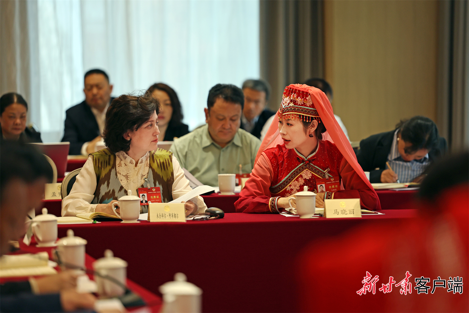 住甘全国政协委员马晓丽（右一）参加小组会议
