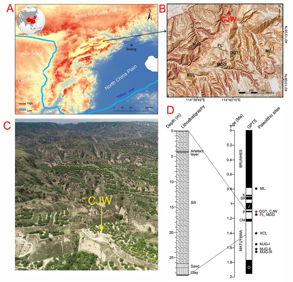 泥河湾盆地岑家湾遗址的位置及年代。(受访单位供图)