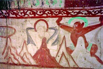 山峦与药叉　莫高窟第251窟（北魏）