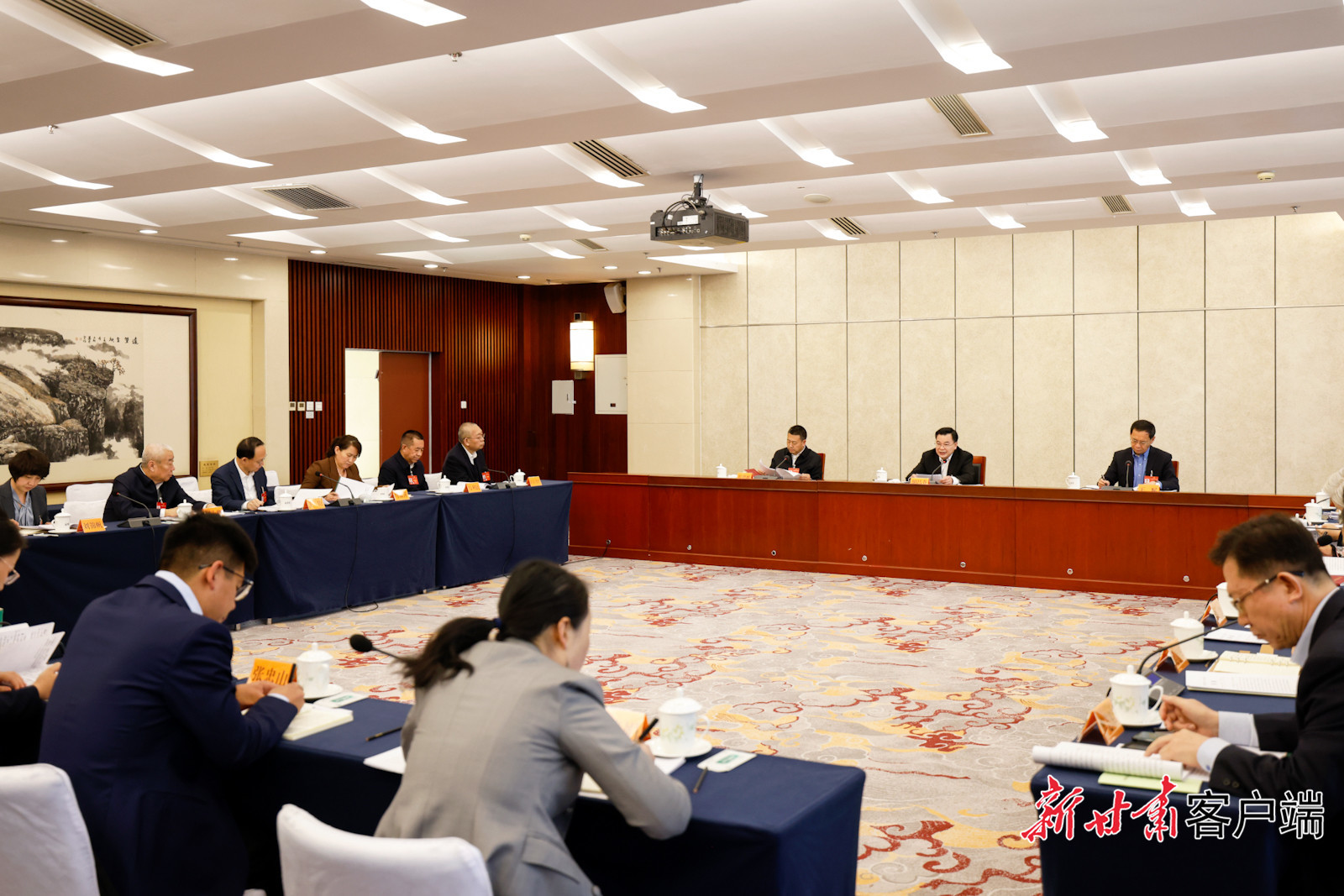 3月8日下午，十四届全国人大二次会议甘肃代表团在驻地举行小组会议，审议全国人大常委会工作报告。新甘肃&middot;甘肃日报记者　孟捷