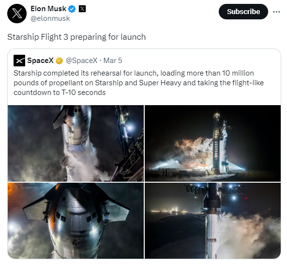 东说念主类最强火箭！马斯克称SpaceX“星舰”重型火箭很快第三次试飞