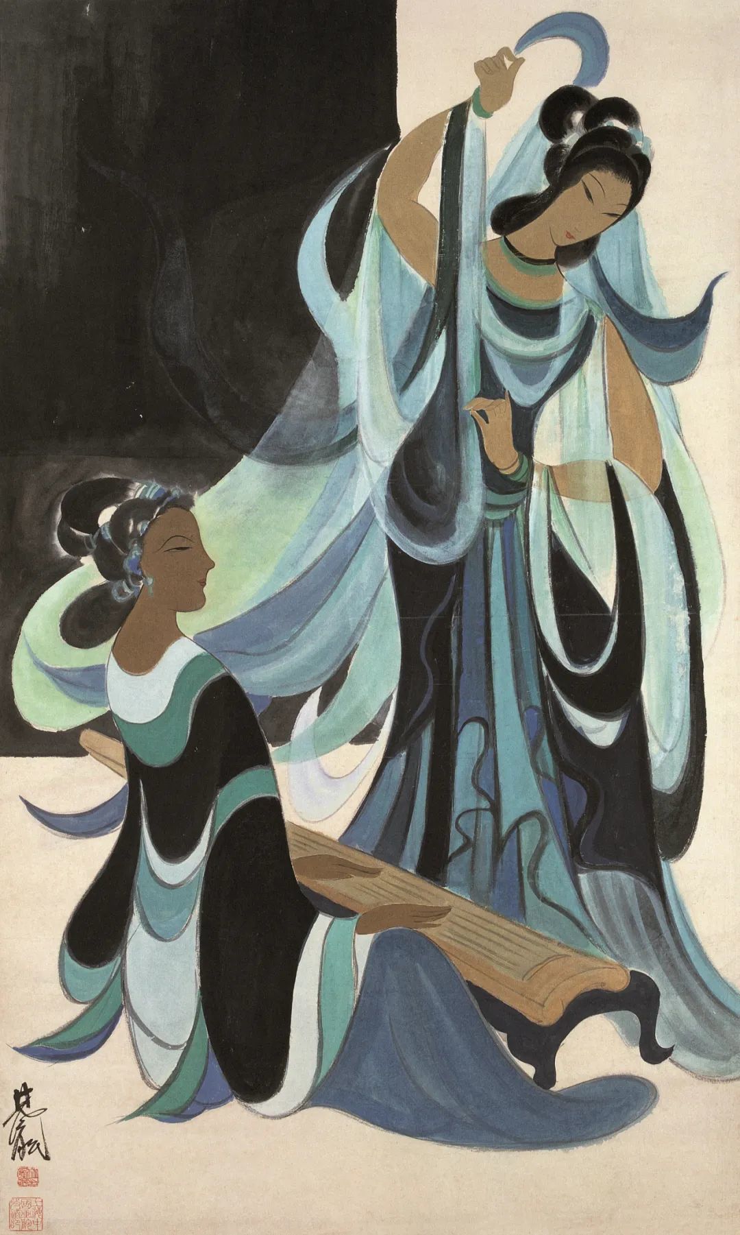 《舞蹈》，林风眠，中国画，122×72.5cm 1950年代，上海中国画院藏