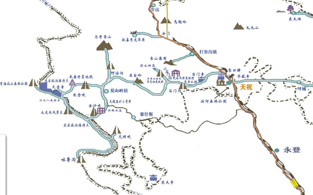 图14　天祝三峡及周边路线略图