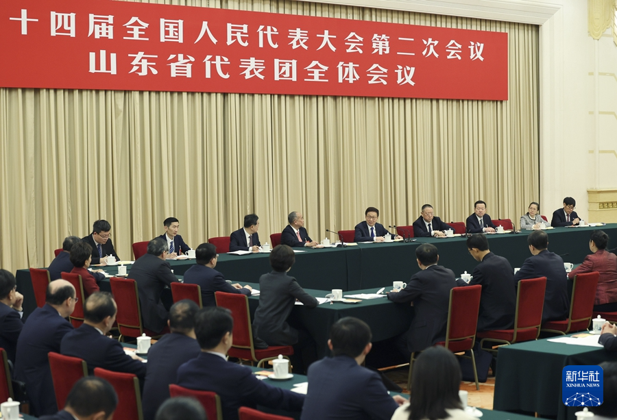 韩正在参加山东代表团审议时强调，深入贯彻党中央决策部署，全力以赴抓好各项工作落实