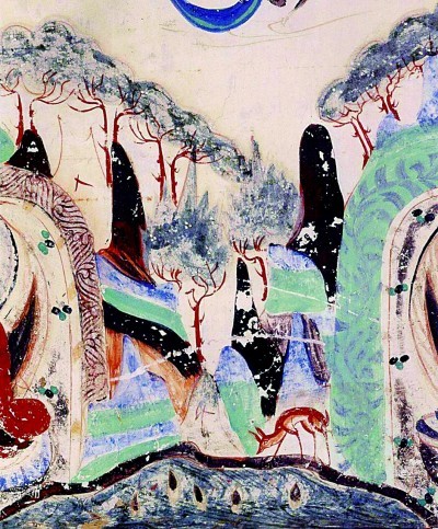 山中饮水的鹿　莫高窟第285窟（西魏）