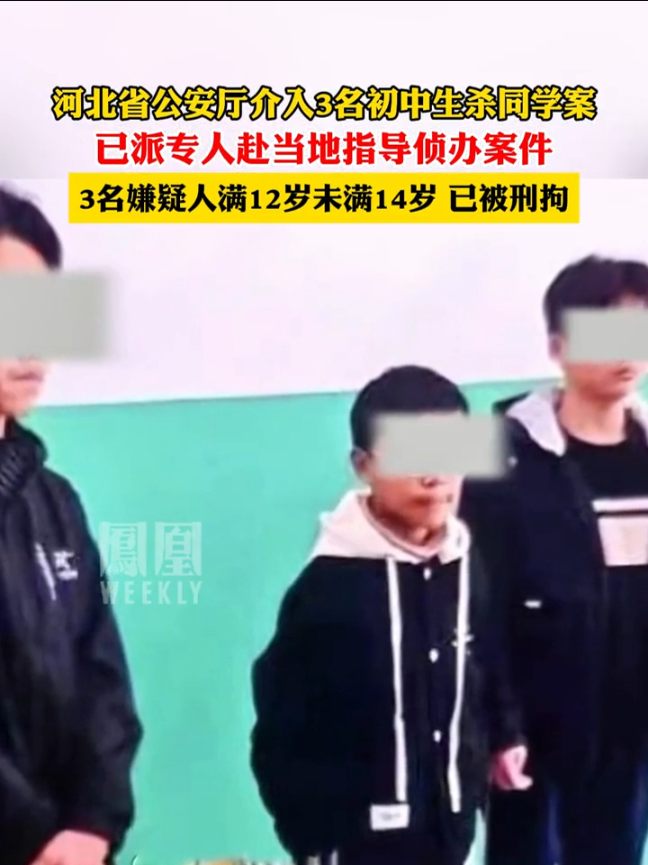 河北省公安厅介入3名初中生杀同学案 ，#3名未满14岁嫌疑人已被刑拘