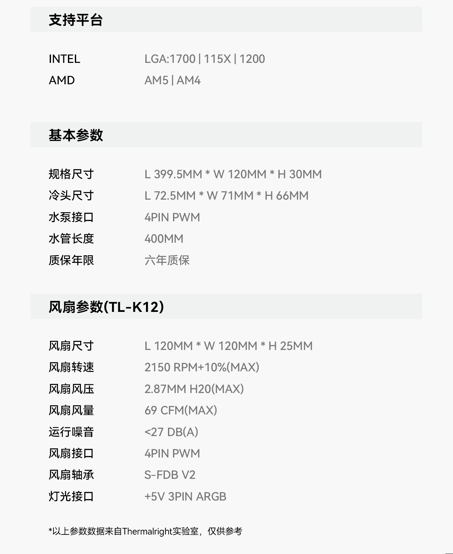 水冷散热器参数