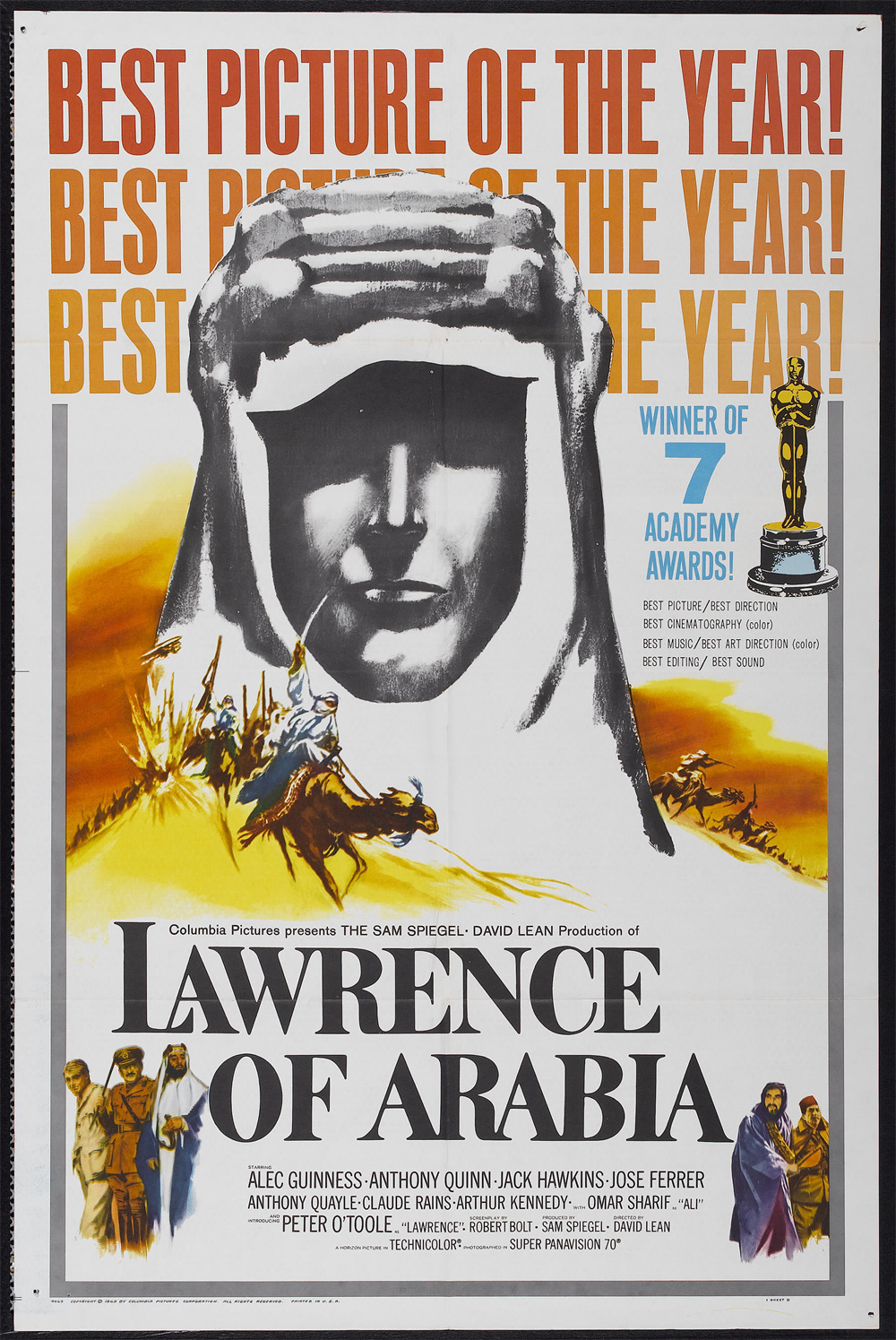 1963年，《阿拉伯的劳伦斯》成为奥斯卡最大赢家。
