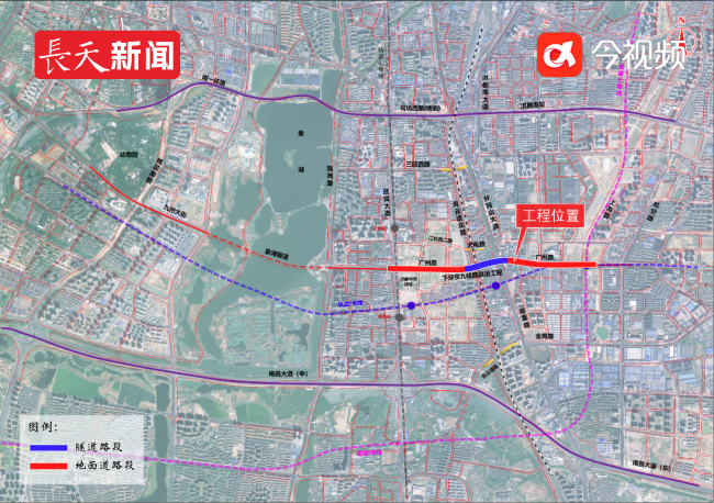 广州路下穿京九铁路隧道工程所在位置
