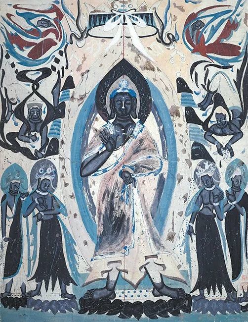 敦煌莫高窟西魏249窟说法图（水粉设色）　邵芳、常沙娜临摹