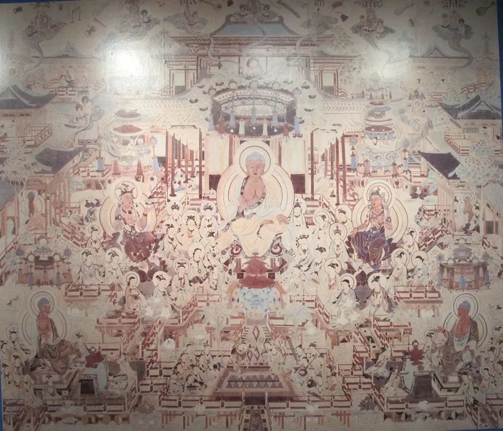 邵芳、常沙娜临摹172窟盛唐壁画《西方净土变》