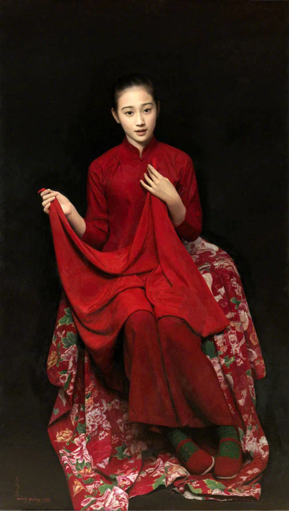 王沂东《二妮的红盖头》 140x80cm 油画 2013年