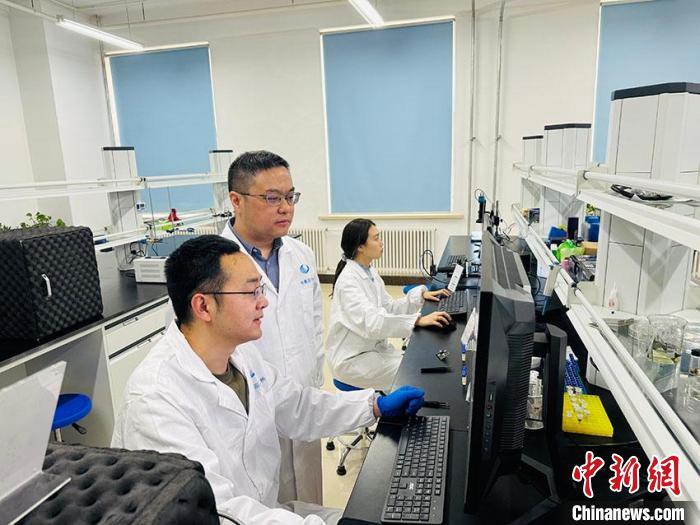 中国科学院长春应用化学研究所研究员刘伟(左二)和他的团队，正在实验室工作。李丹 摄