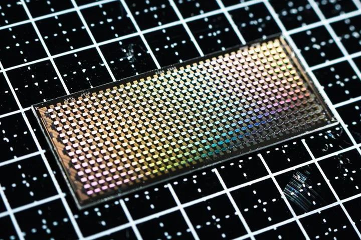 504比特超导量子计算芯片“骁鸿”。（中国科学院量子信息与量子科技创新研究院供图）