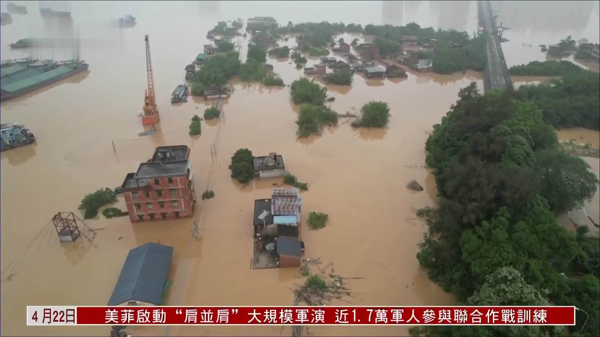 北江流域村庄内涝严重 水浸两层民房