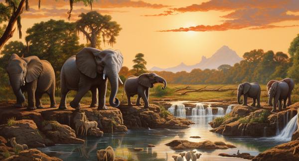 记者利用AI技术模拟的7万年前大象饮水场景