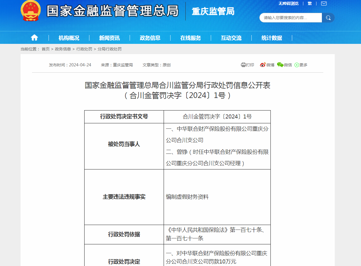 国家金融监督管理总局重庆监管局官网截图