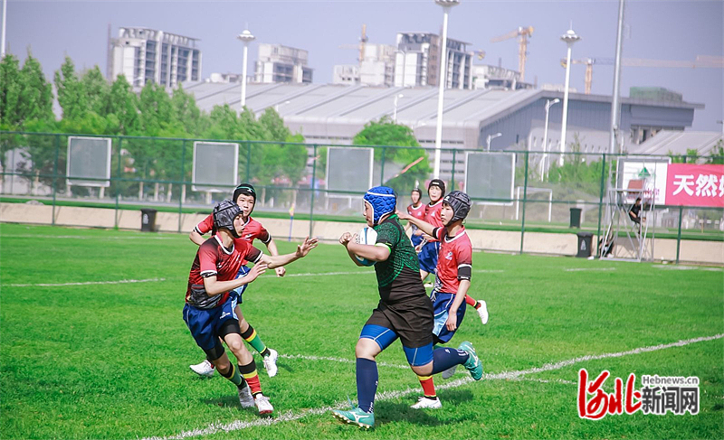 图为2024年河北省青少年橄榄球冠军赛比赛现场。河北省体育局小球运动中心供图