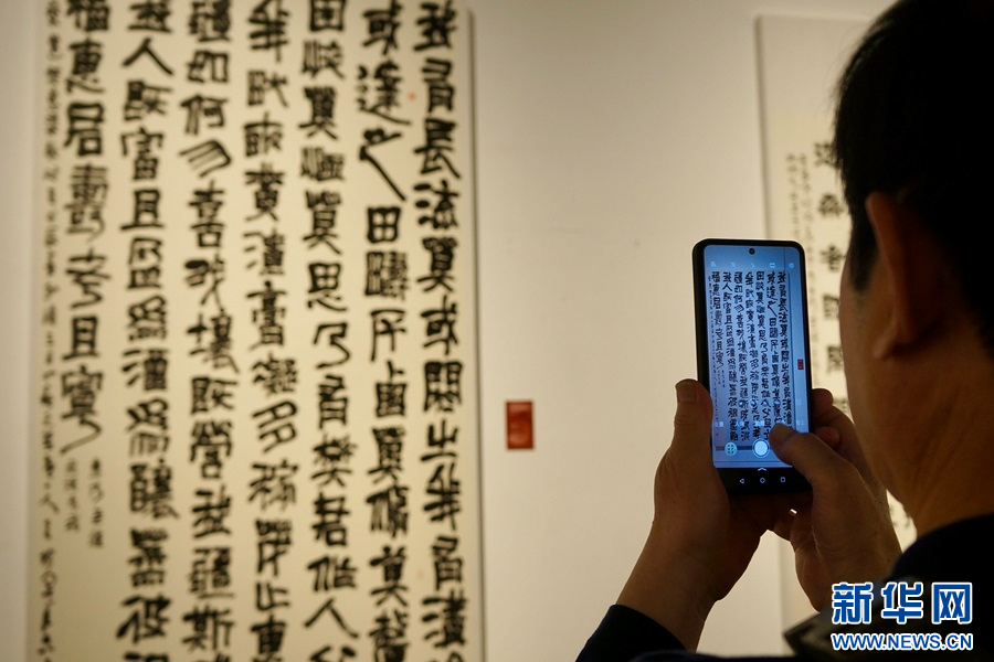 4月27日，郑州美术馆，观众在参观展品。
