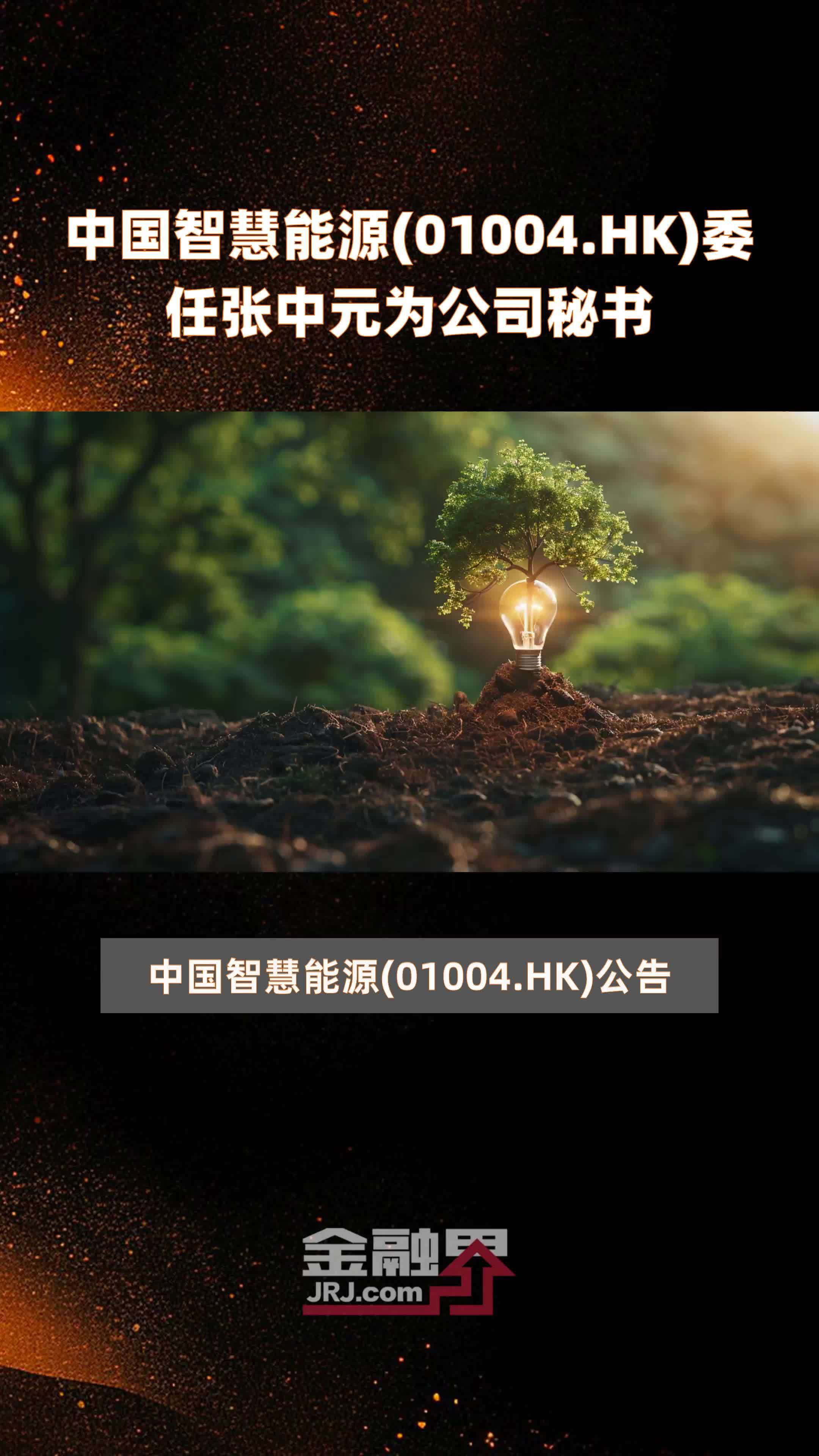 中国智慧能源01004hk委任张中元为公司秘书快报
