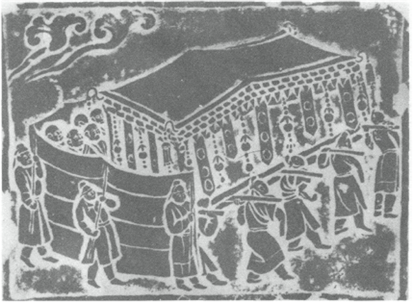 图16：蔡拐石函四面的图案 2.涅槃后行棺