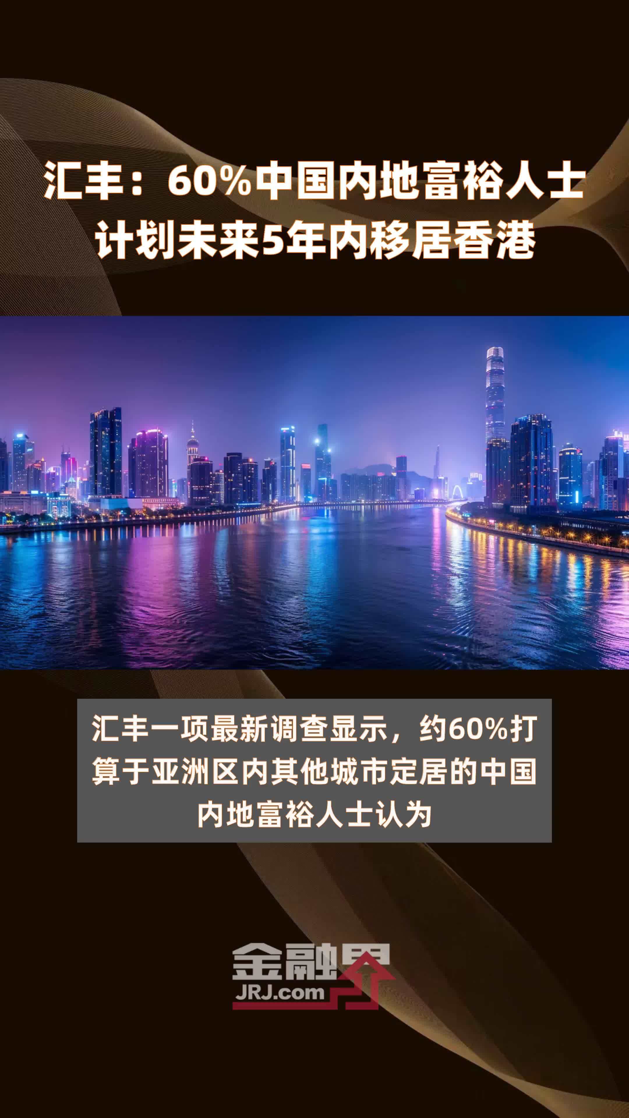 汇丰：60%中国内地富裕人士计划未来5年内移居香港 |快报