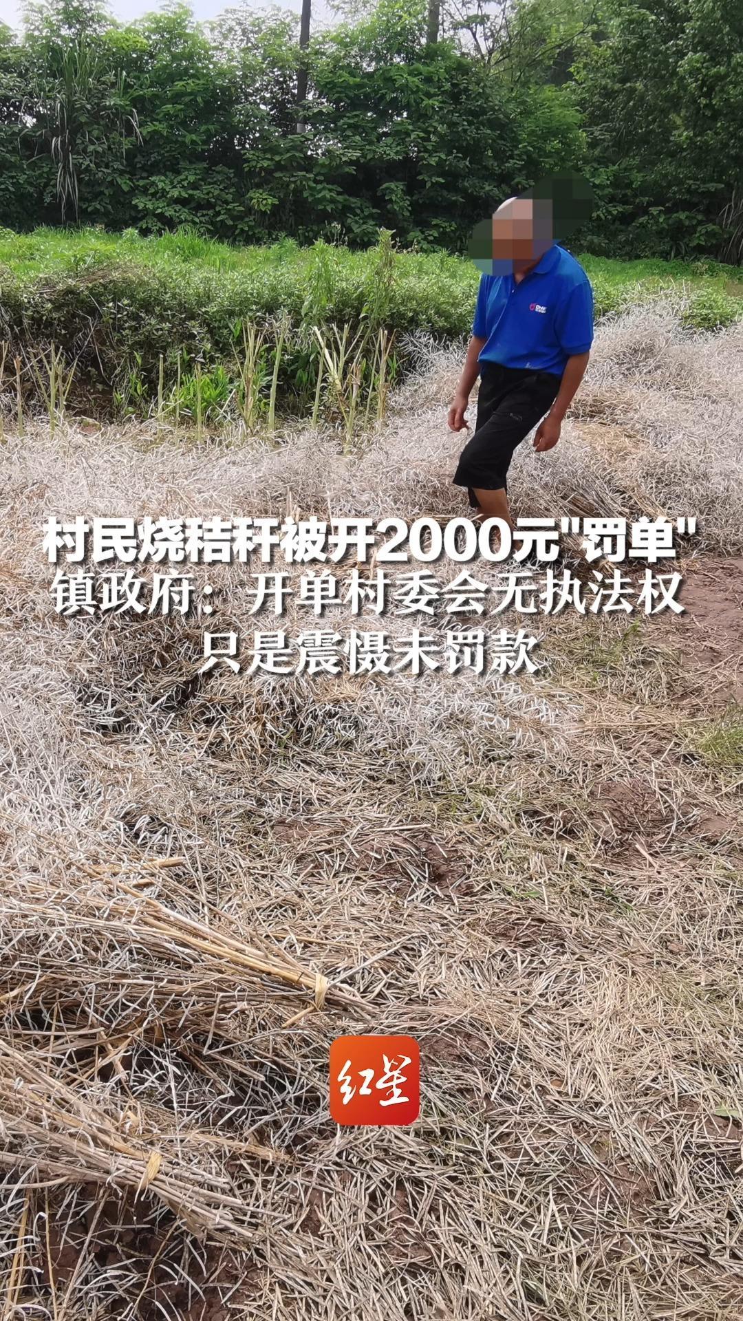 村民烧秸秆被开2000元“罚单”，镇政府：开单村委会无执法权，只是震慑未罚款