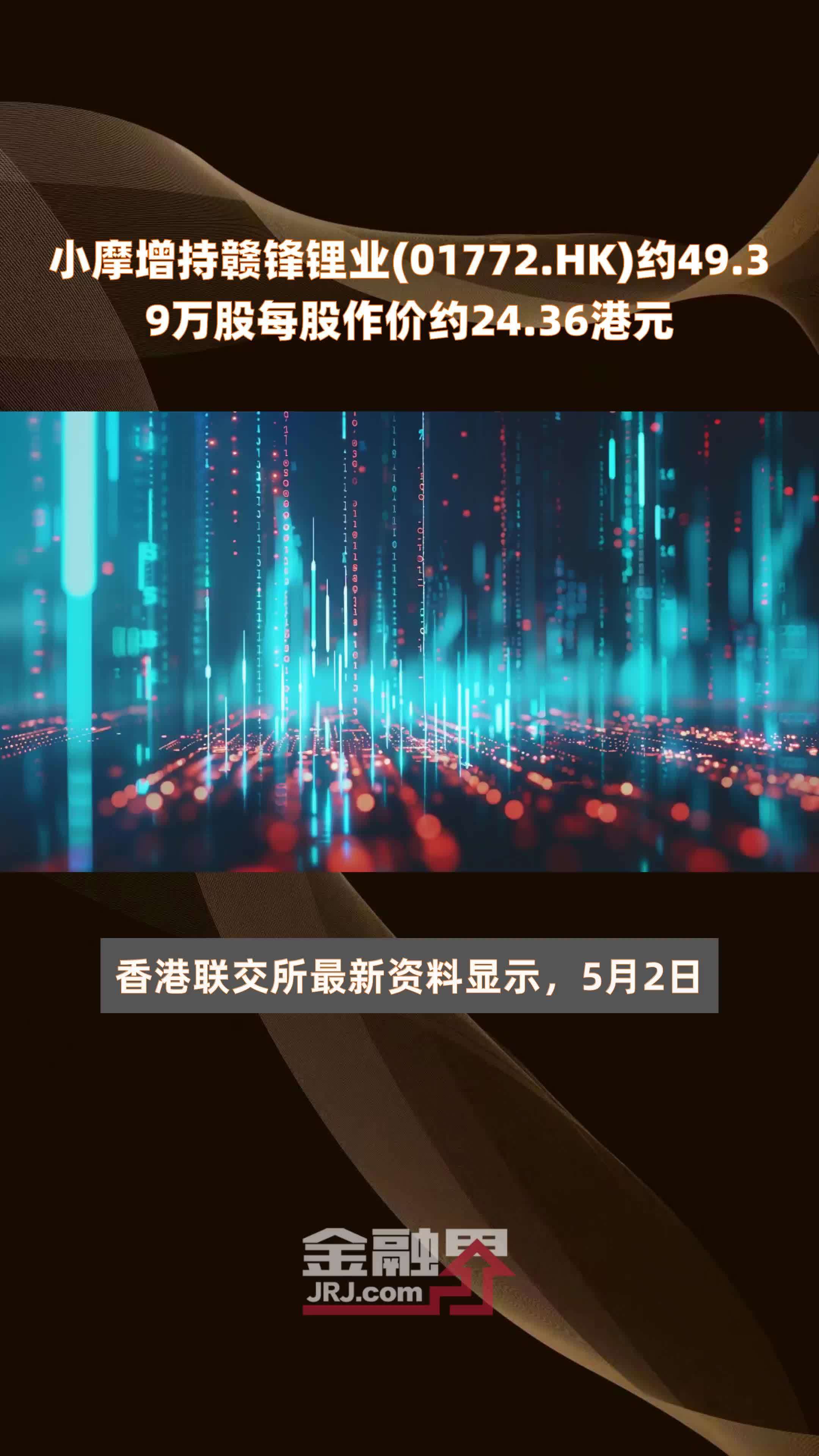 小摩增持赣锋锂业01772hk约4939万股每股作价约2436港元快报