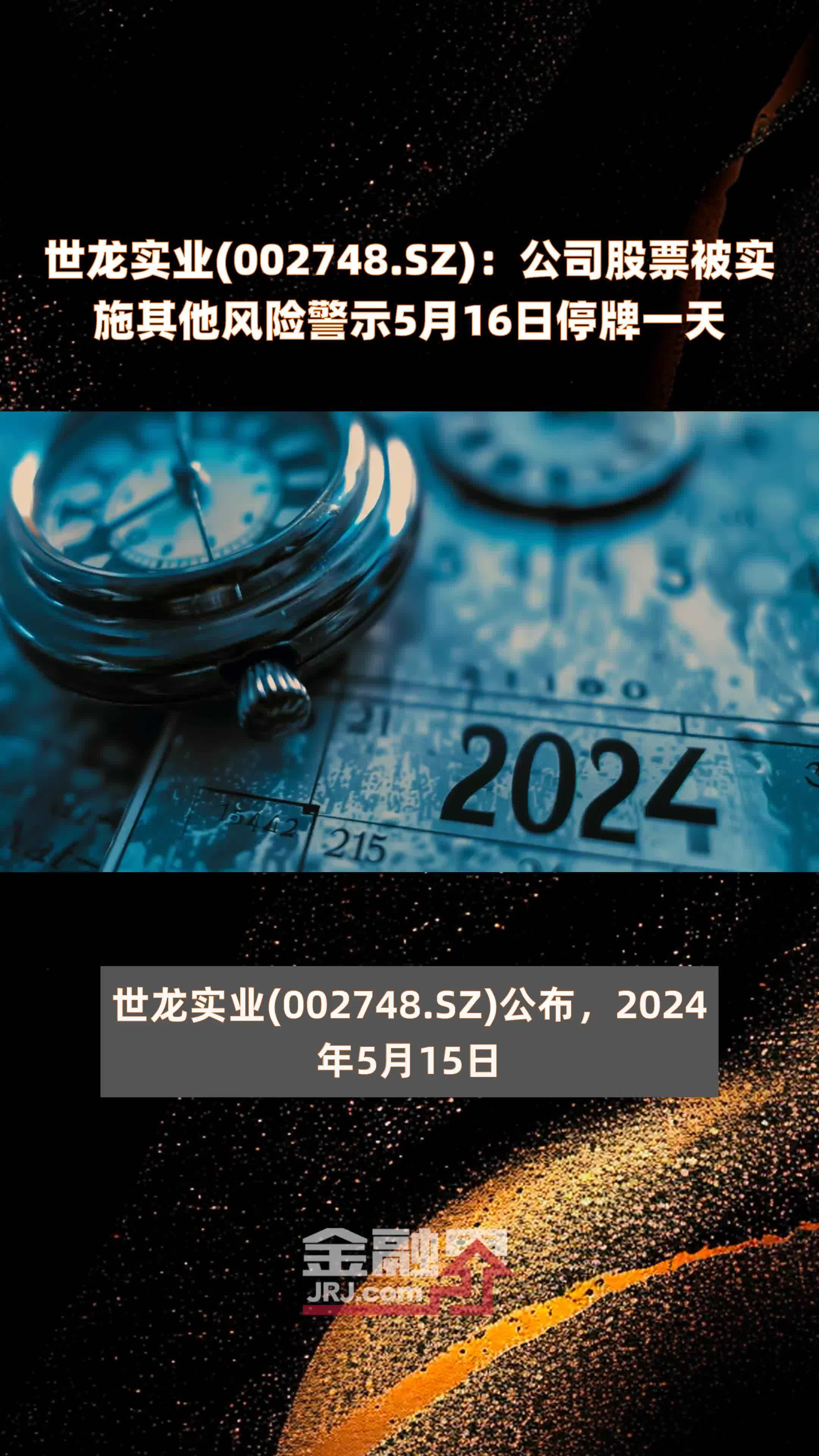 世龙实业(002748.SZ)：公司股票被实施其他风险警示5月16日停牌一天 |快报