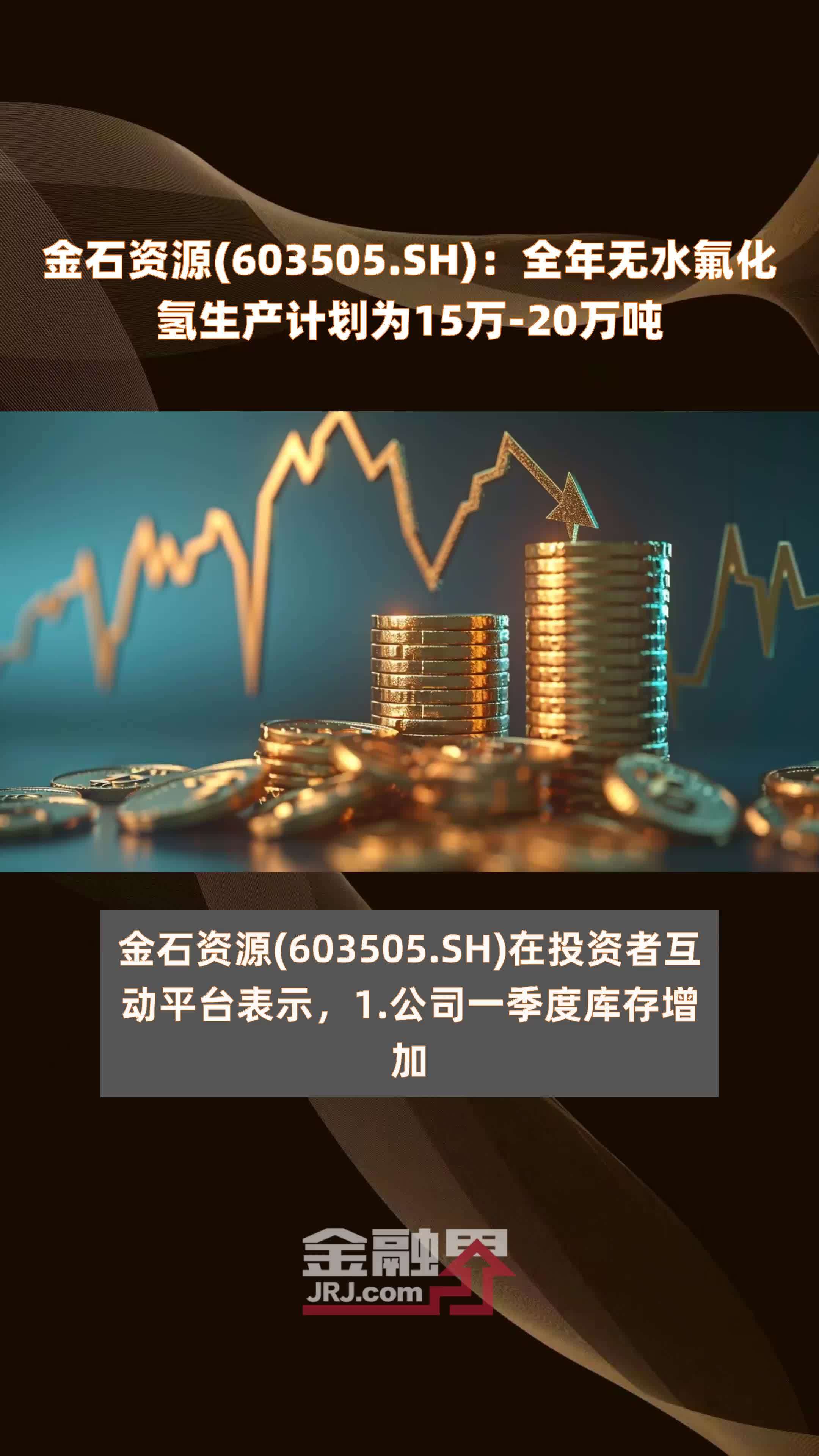 金石资源(603505.SH)：全年无水氟化氢生产计划为15万-20万吨 |快报