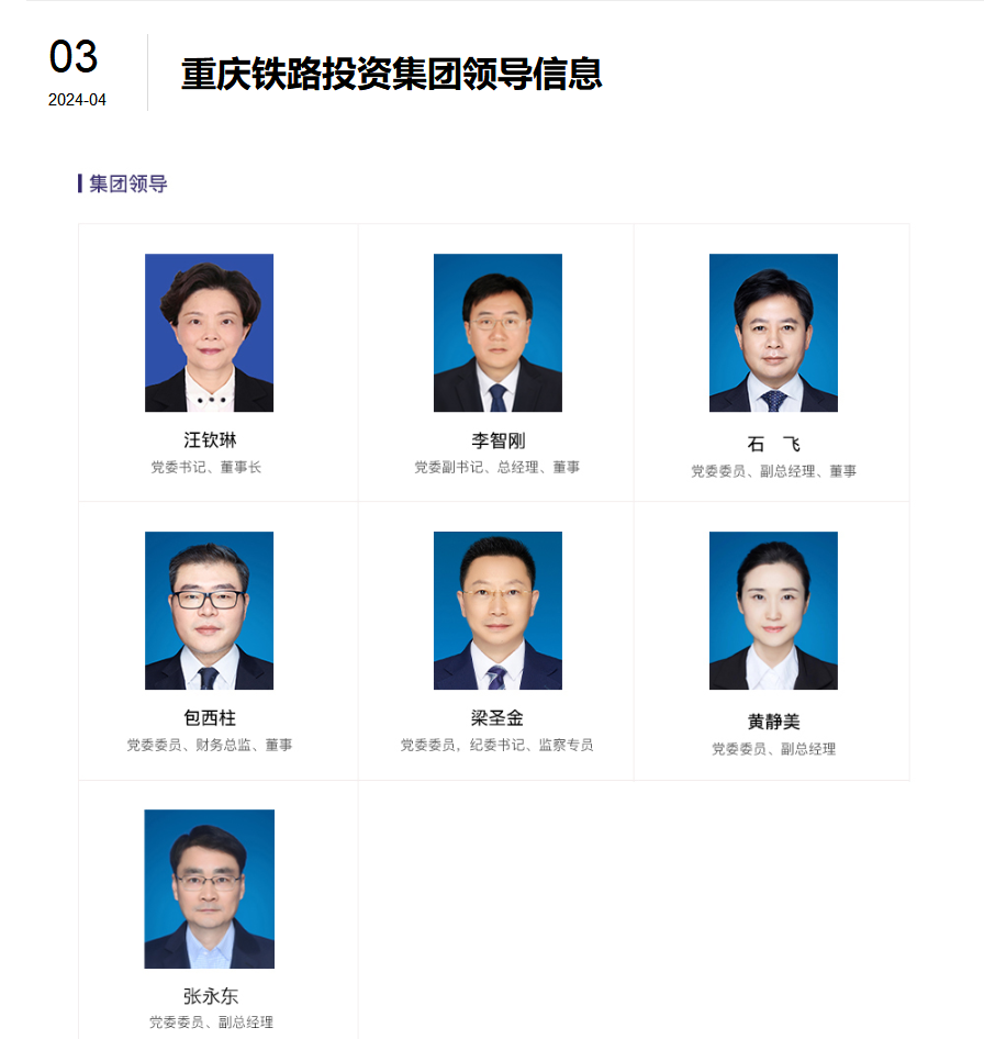 重庆铁路投资集团官网截图