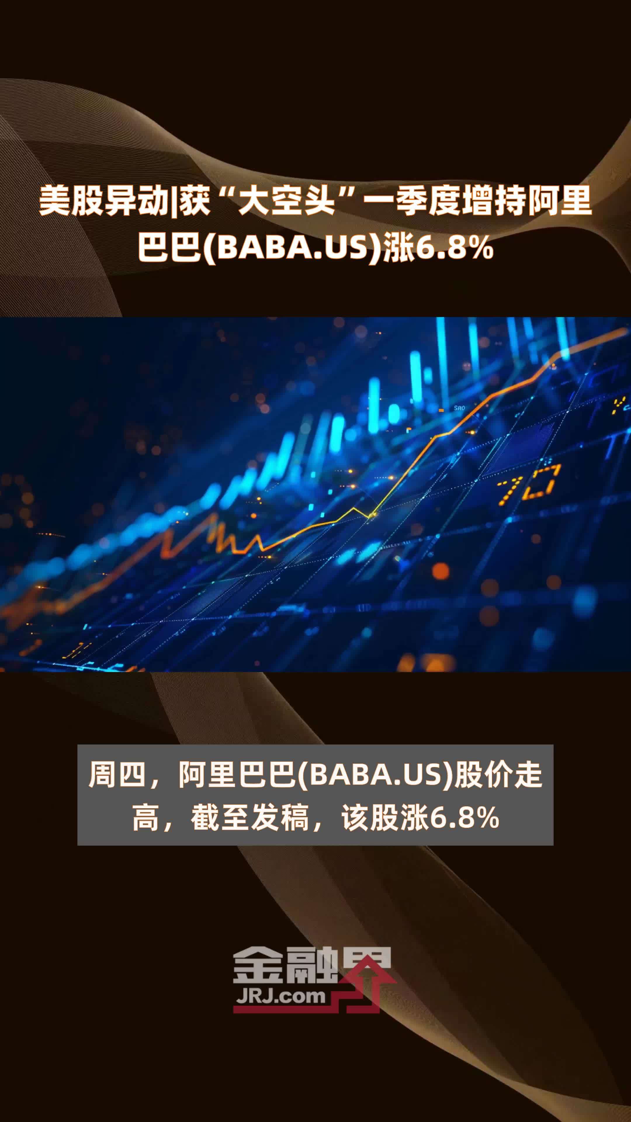 美股异动|获“大空头”一季度增持阿里巴巴(BABA.US)涨6.8% |快报