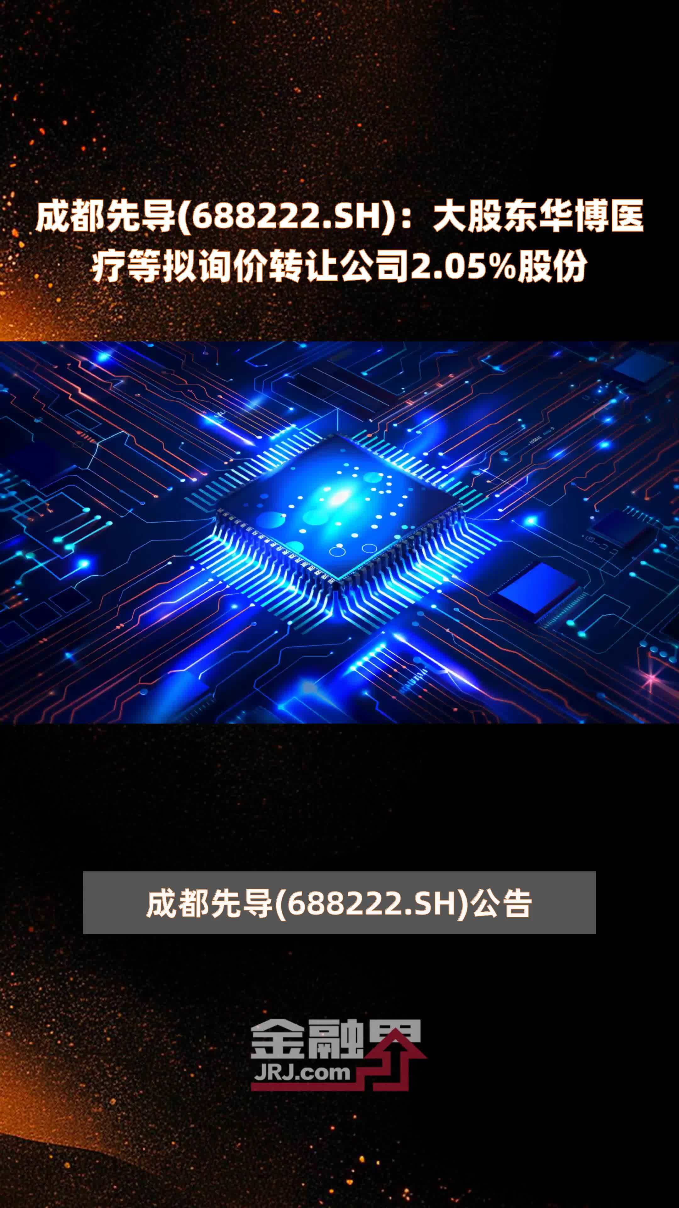 成都先导(688222.SH)：大股东华博医疗等拟询价转让公司2.05%股份 |快报