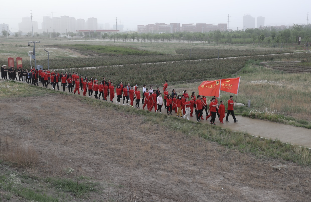 （图为健步走队伍行进中拍摄）