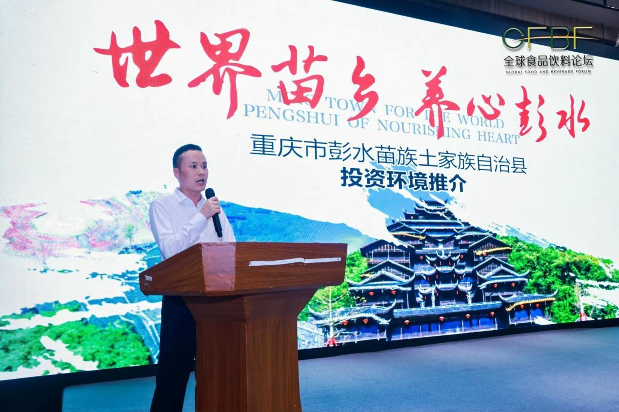 重庆彭水苗族土家族自治县驻上海招商分局工作人员向洪耀推介彭水自治