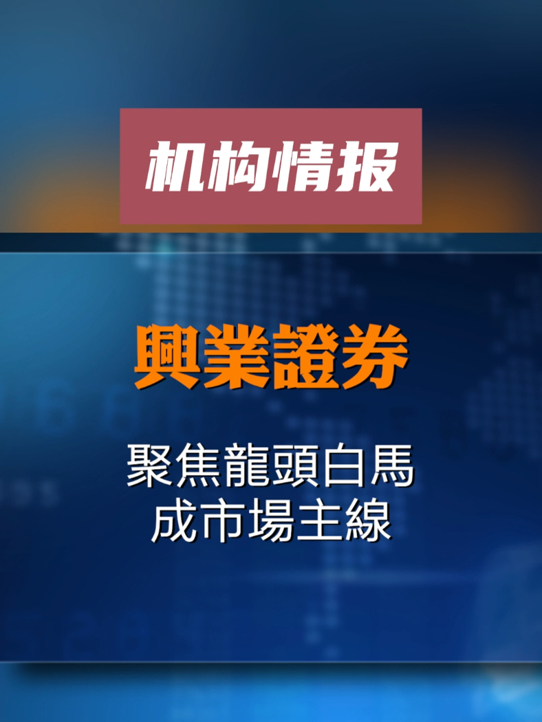 机构情报——兴业证券：聚焦龙头白马成市场主线 #财经 #投资 #机构