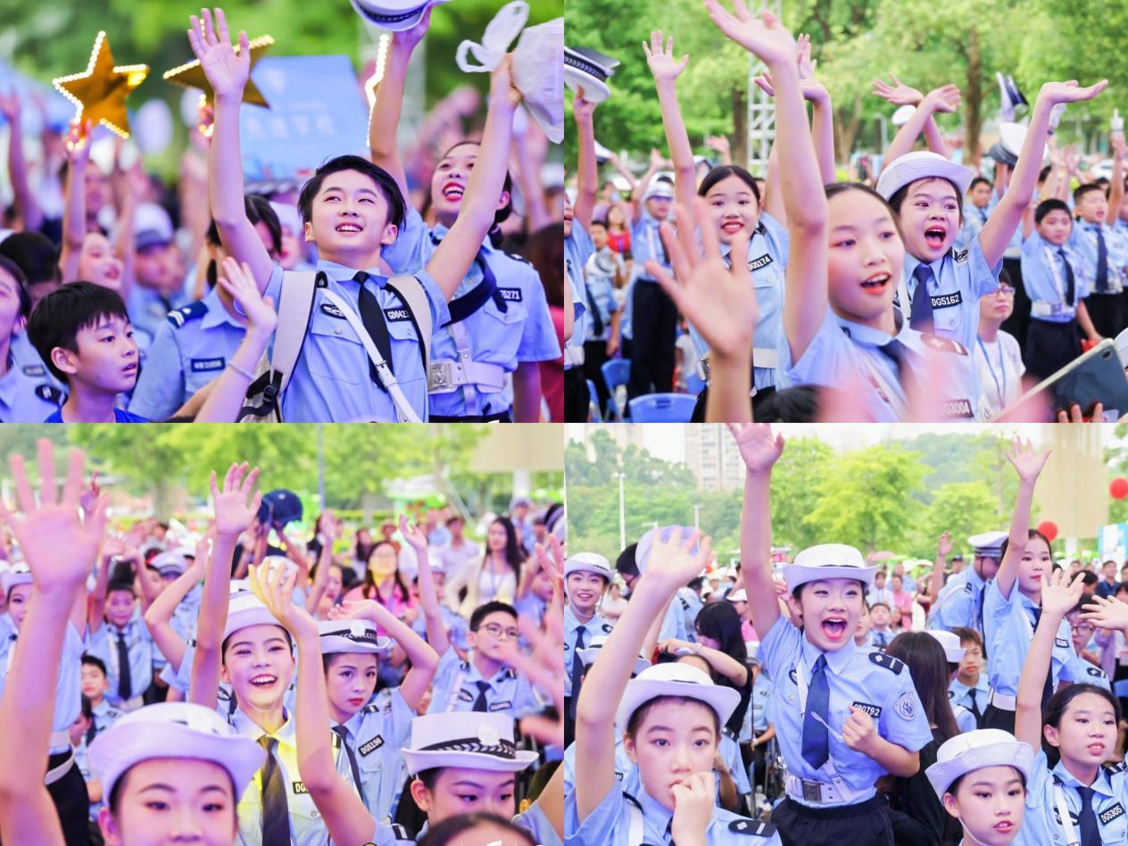 "所有少年交警队员请听口令,稍息,立正,向右看齐,向前看.