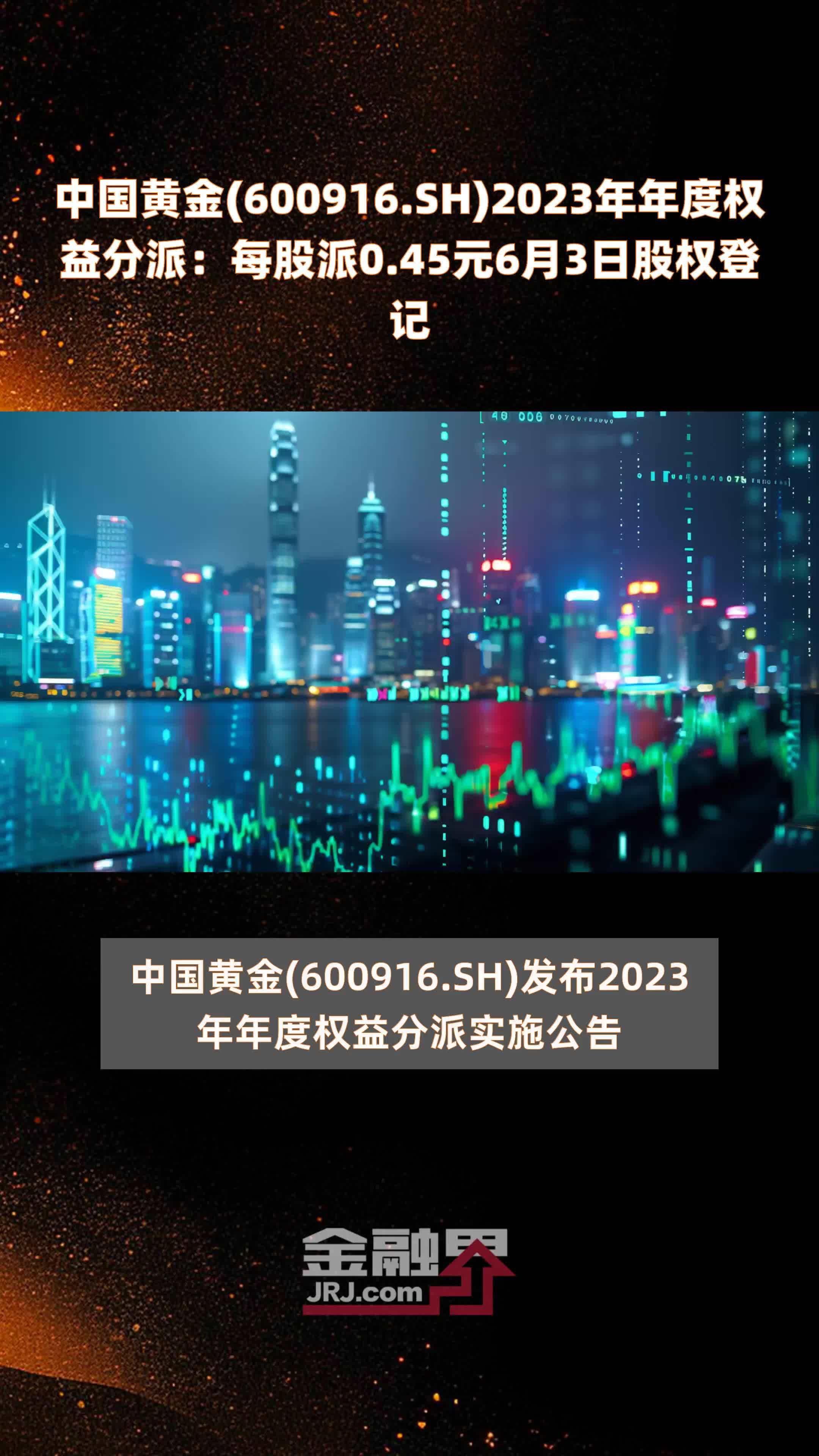 中国黄金600916sh2023年年度权益分派每股派045元6月3日股权登记快报