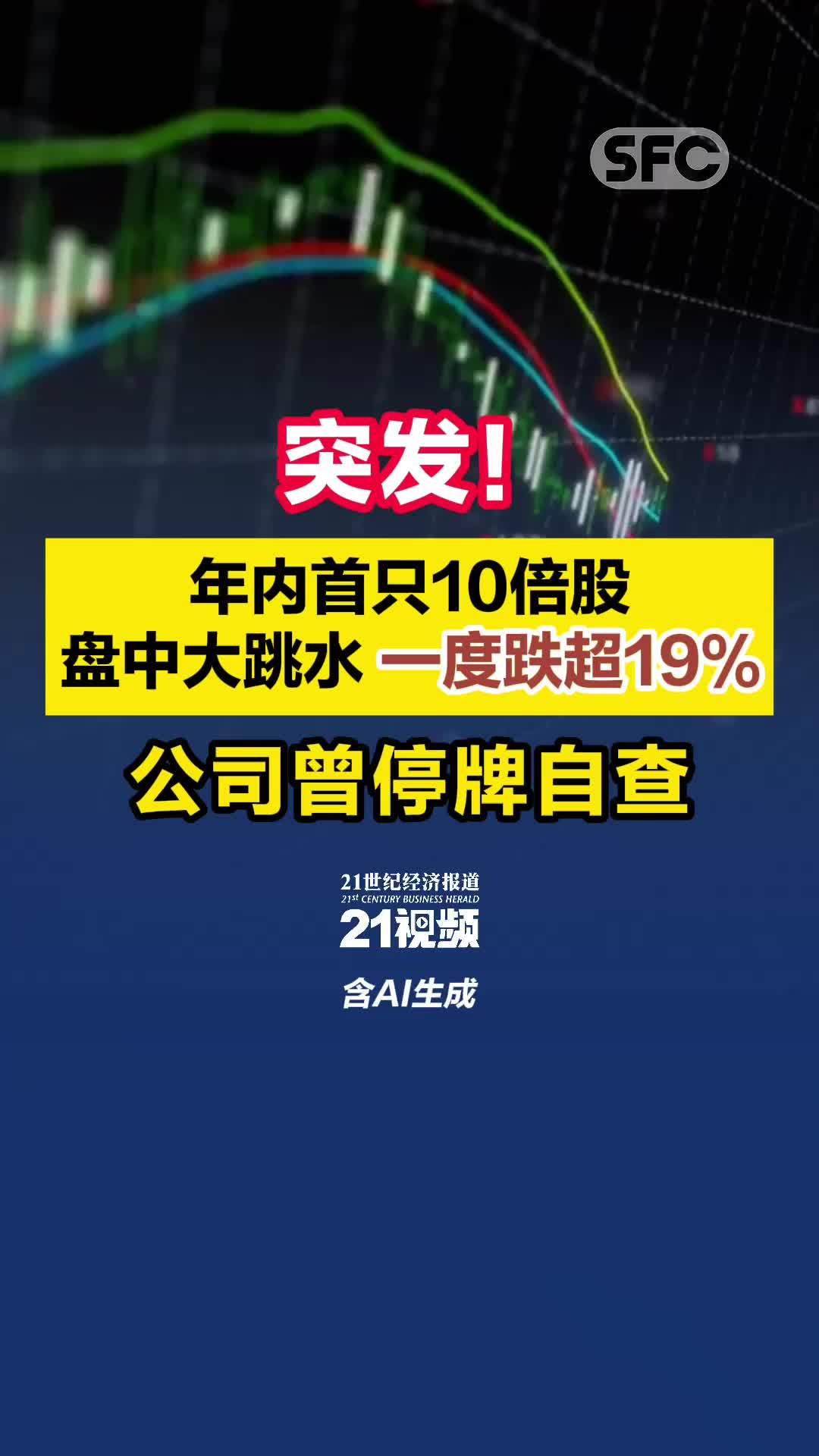 突发！年内首只10倍股盘中大跳水，一度跌超19%