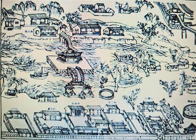 清乾隆年间的兰州莲荡池图(采自《兰州市园林绿化志》)