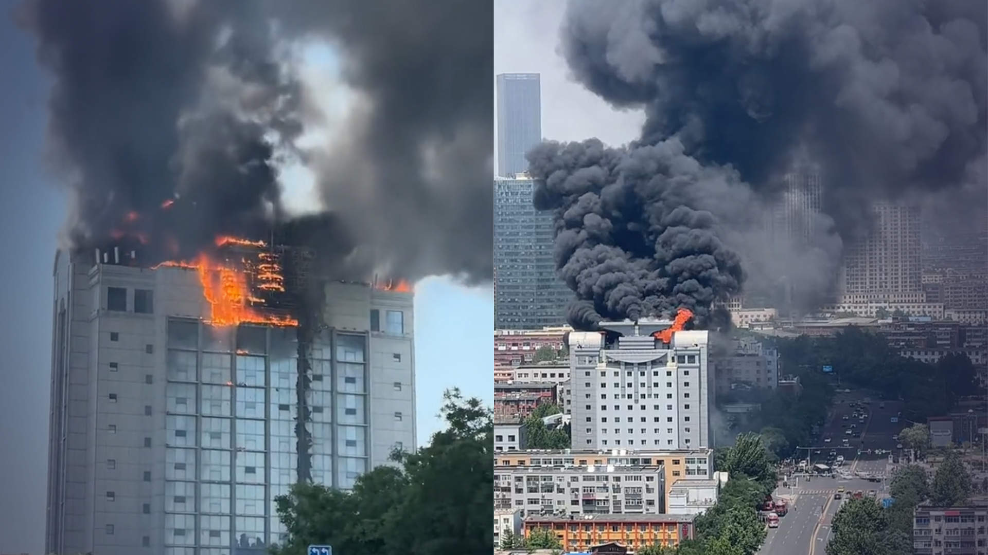 河北一高楼起火,浓烟漫天碎屑飞舞,保定消防:火已被扑灭,无人员伤亡