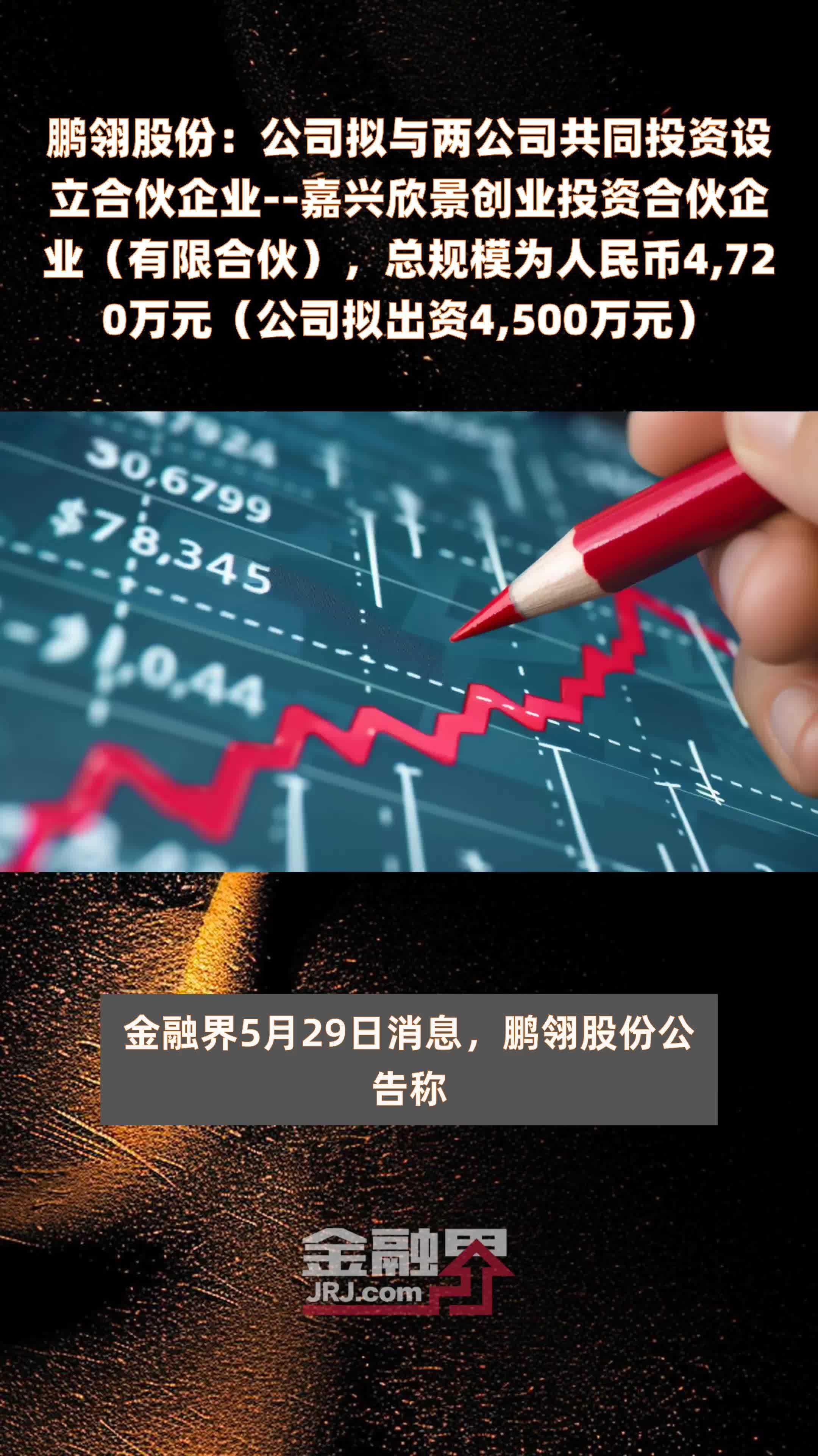 鹏翎股份：公司拟与两公司共同投资设立合伙企业--嘉兴欣景创业投资合伙企业（有限合伙），总规模为人民币4,720万元（公司拟出资4,500万元） |快报