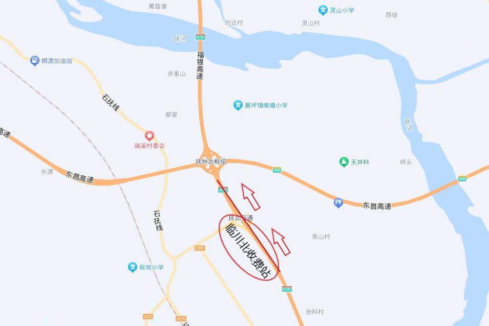 临川北收费站上高速示意图